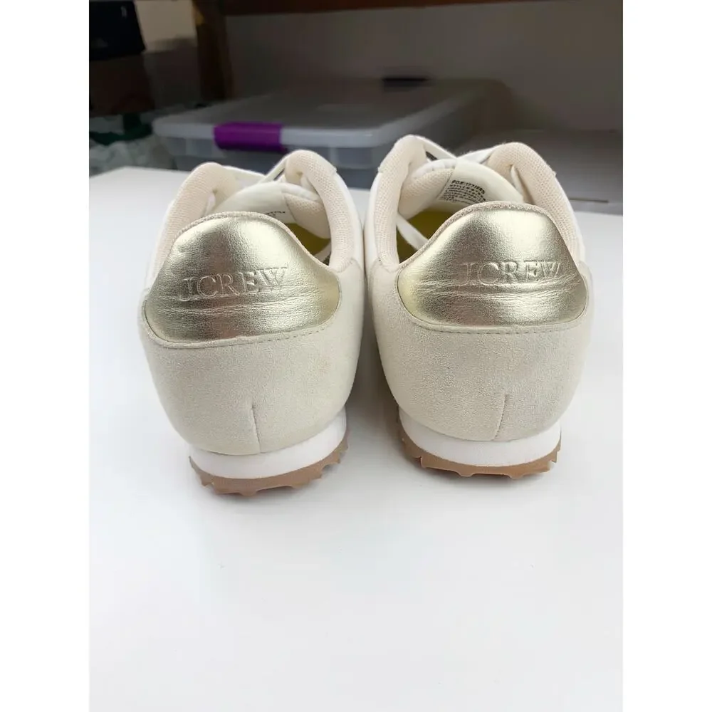 J Crew Trainers Metallic Colorblock Cream Gold Sneakers Retro Casual Women's 10